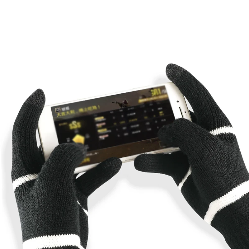 Winter Gloves Knitted Flexible Full Finger Gloves Touch Screen Thicken Wool Cashmere Gloves for Smart Phone Tablet