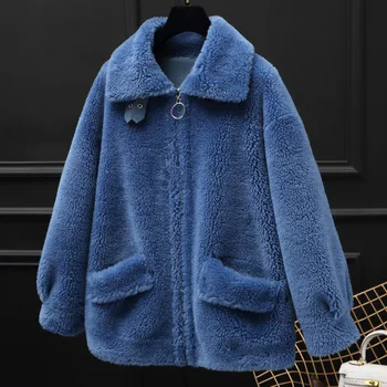 

Real Fur Coat Sheep Shearling Fur Wool Jacket Autumn Winter Coat Women Clothes 2020 Korean Vintage Women Tops Suede Lining T3457