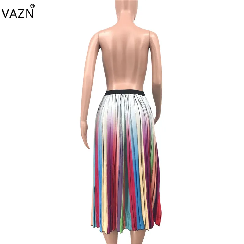 VAZN YD8094 Горячая отдых свободный молодой мода сексуальные женские плиссированные свободные длинные юбки леди шифон Джокер Плиссированное в стиле ампир юбки