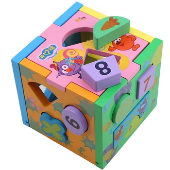 

1PC Wooden Holes Intelligence Box Geometric Shape Building Blocks Color Shape Cognitive Early Learning Educational Toys