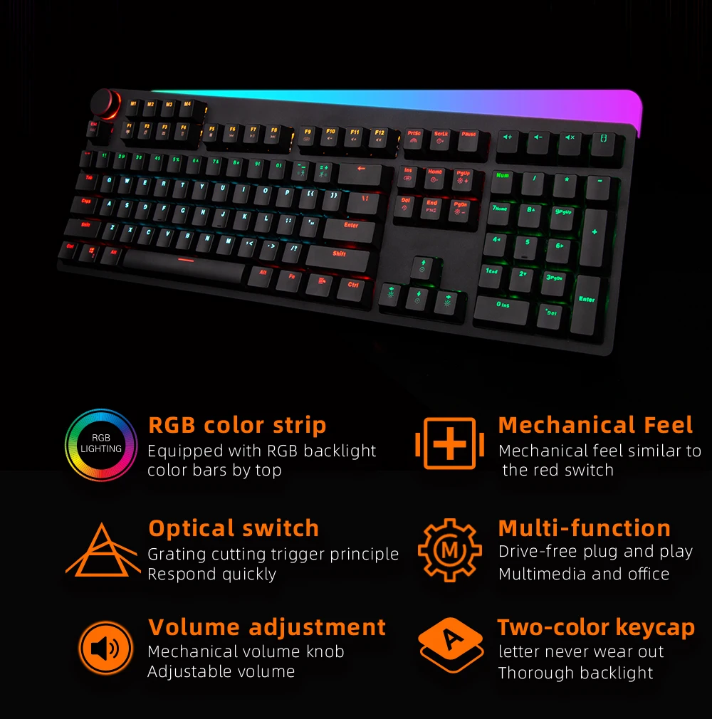 Профессиональная игровая механическая клавиатура RGB с подсветкой 112 клавиш Проводная оптическая ось русская/английская модель клавиатуры для компьютерного геймера