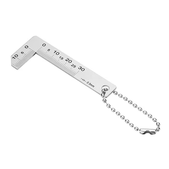 

0-30mm Square Ruler With Lanyard Silver Tools Multifunction Mini Portable Stainless Steel Chamfering Measuring Practical Metric