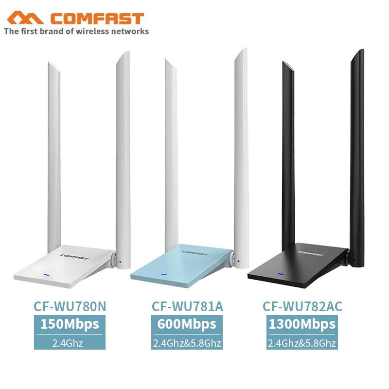 ПК Wifi адаптер 150~ 1300 Мбит/с высокой мощности USB беспроводной адаптер ПК Компьютерная сетевая карта 2* 6dBi антенна USB 3,0 LAN Dongle приемник