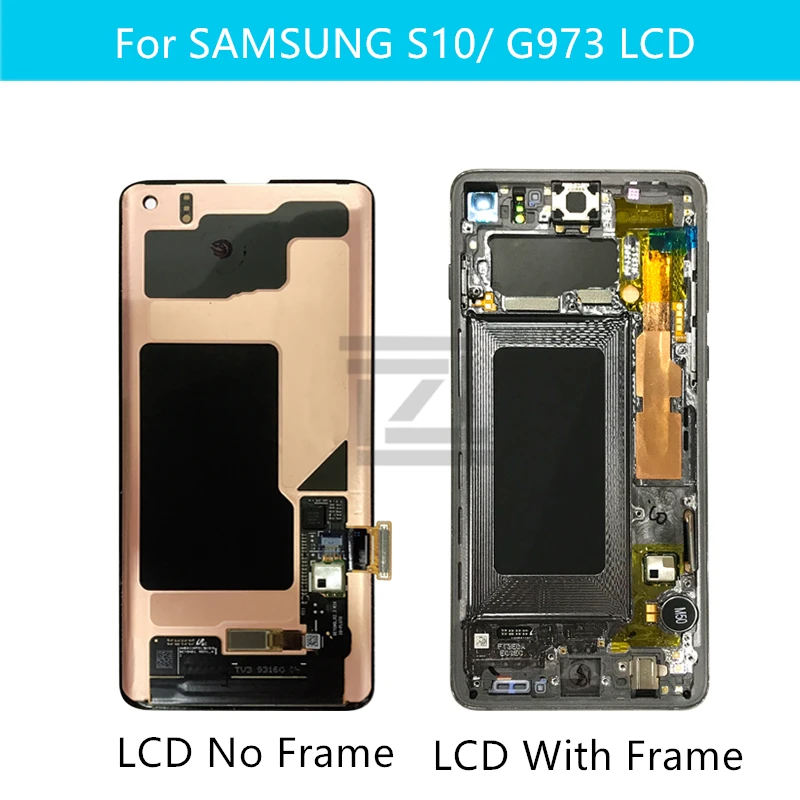 Для samsung Galaxy S10 lcd G973 S10 Plus G975 кодирующий преобразователь сенсорного экрана в сборе с рамкой