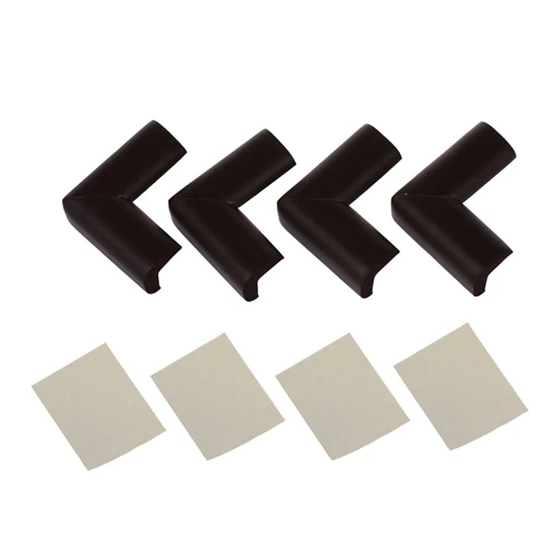 Hot-4pcs Child Baby Safety Desk Table Edge Cover Guard Corner Protector Cushion light brown