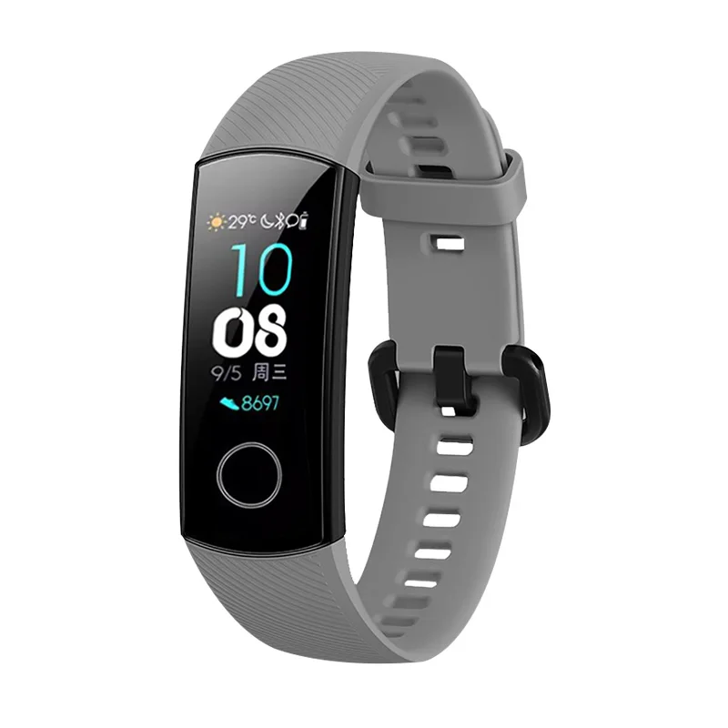Серый Для huawei Honor Band 4 Смарт Браслет Ремешок силиконовый цветной спортивный ремешок для часов Ремешок для huawei Honor band 5 Correa - Цвет: Серый