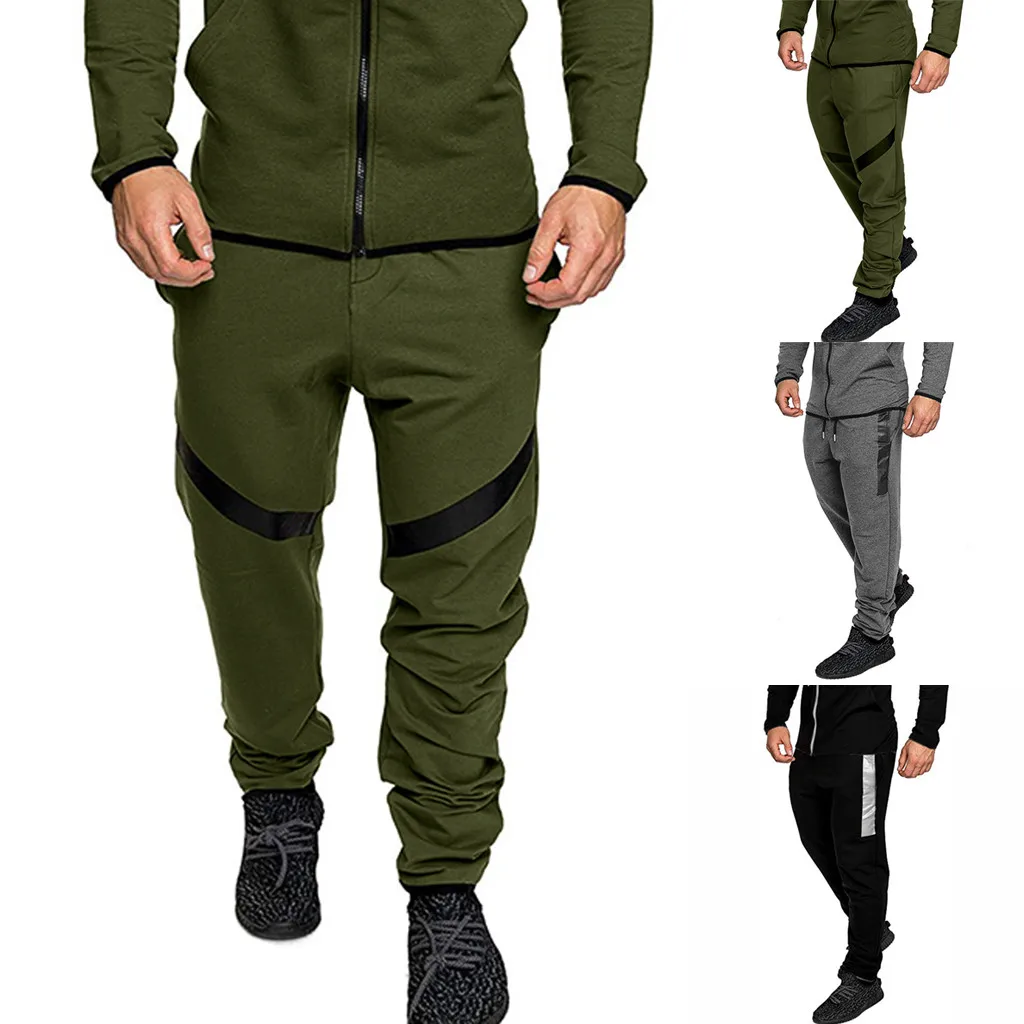 Pantalones Hombre Осень Зима Лоскутная Толстовка Топ Брюки наборы спортивный костюм зимние теплые штаны для мужчин повседневные штаны