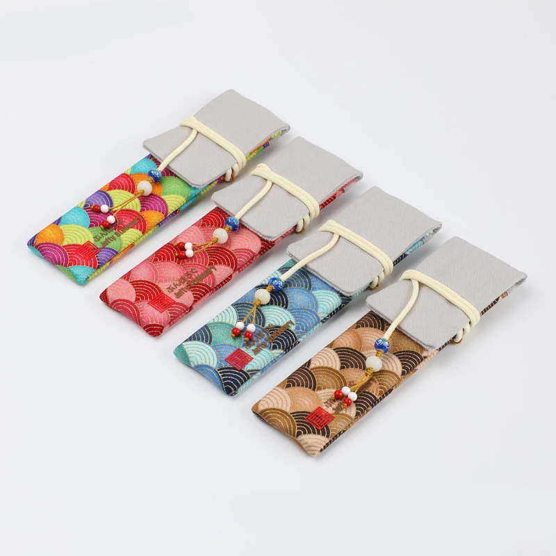 1pcs Four Color Drawing Gold Japanese Wave Style Handmade Pen Cover Case Bag Storage Bags Cosplay Christmas Gifts New |