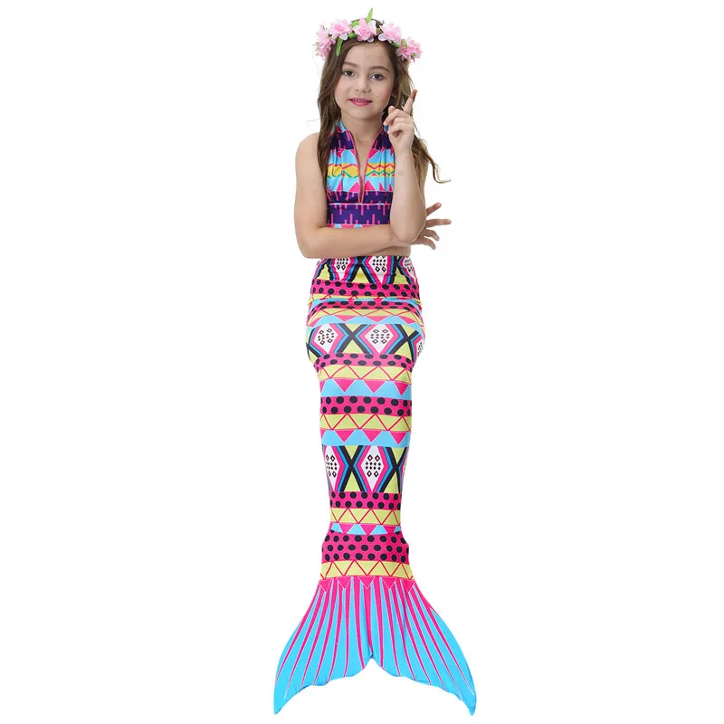 sexy halloween costumes for women Kids Girls Swimming Mermaid Tail Mermaid Costume Cosplay Children Swimsuit Fantasy Beach Bikini Can Add Monofin Fin Halloween anime dress