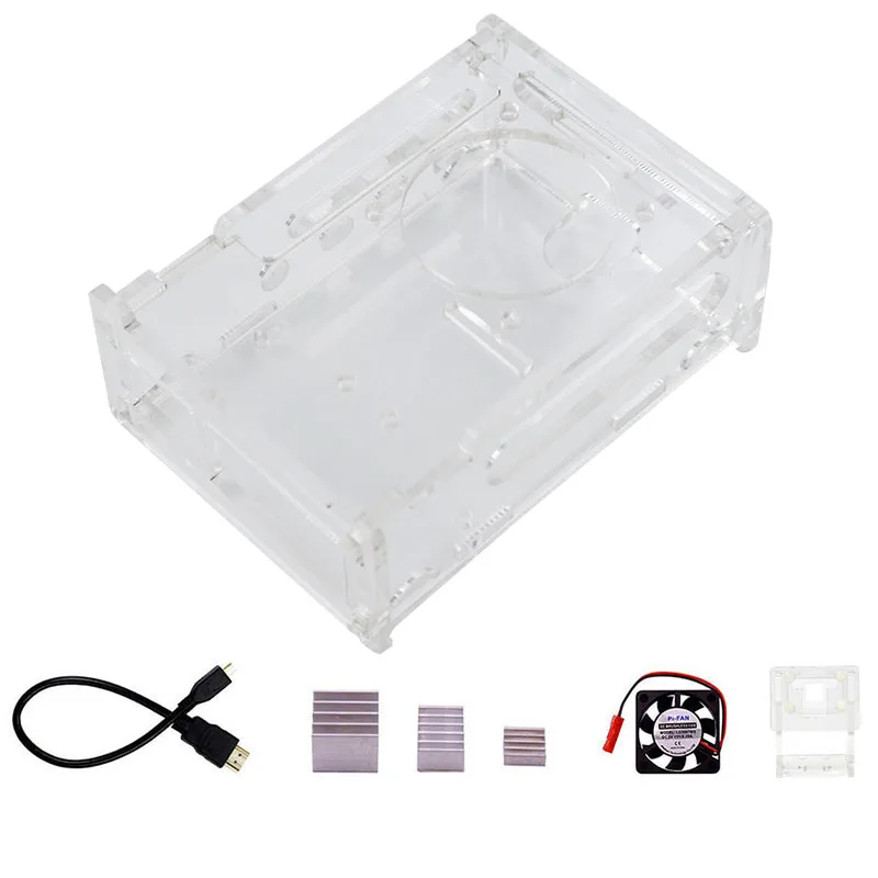Для Raspberry Pi 4B акриловый чехол и чехол для камеры, теплоотвод, вентилятор охлаждения, микро-Hdmi к Hdmi кабель адаптер Pi 4 B комплект аксессуаров
