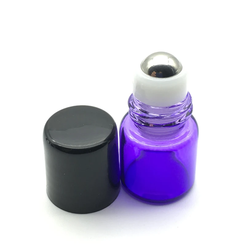 

100pcs Refillable 1ml Purple-Blue Roller Bottle Perfume Sample roll on Bottles for Essential Oil Deodorant Containers
