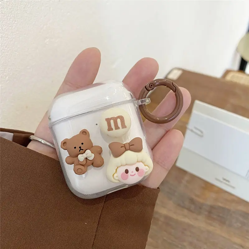 Силиконовый чехол с милым мишкой Тедди для Apple Airpods 2 1 беспроводных наушников Air pods