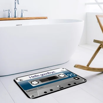 

Retro Tape Track Hello Goodbye Doormat Non-slip Rug Soft Bath Mats Bathroom Supplies Carpet Living Room