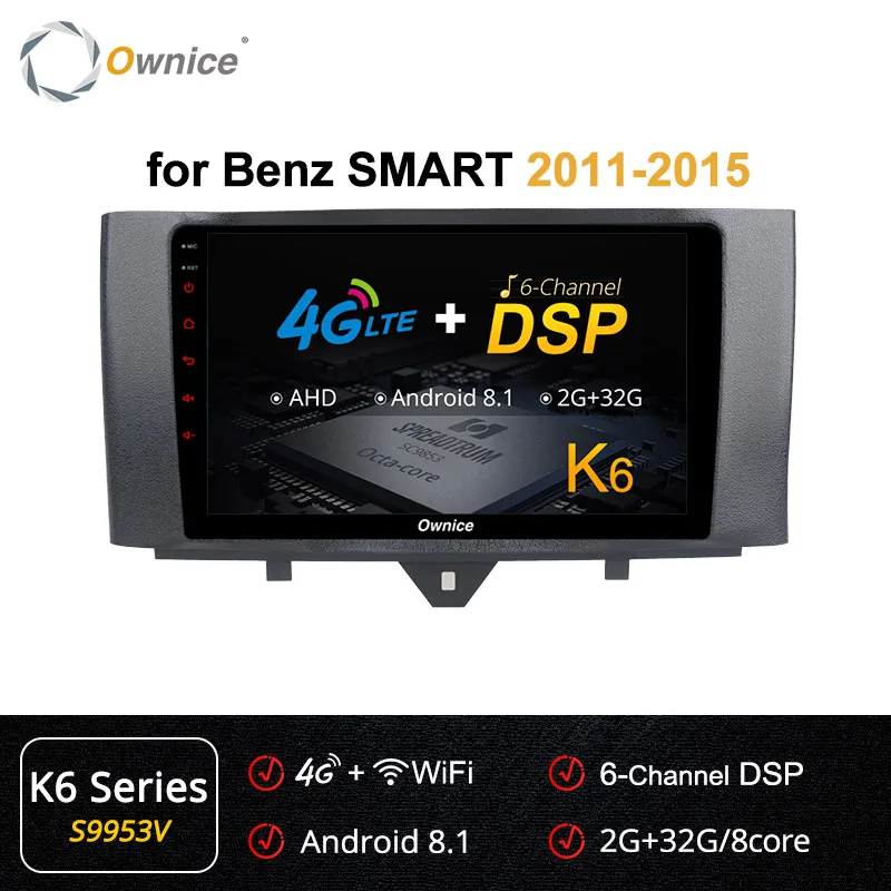 Ownice k3 k5 k6 Восьмиядерный Android 9,0 360 панорама автомобиля DVD gps Navi Радио для Benz Smart 2011 2012 2013 DSP 4G SPDIF - Цвет: S9953 K6