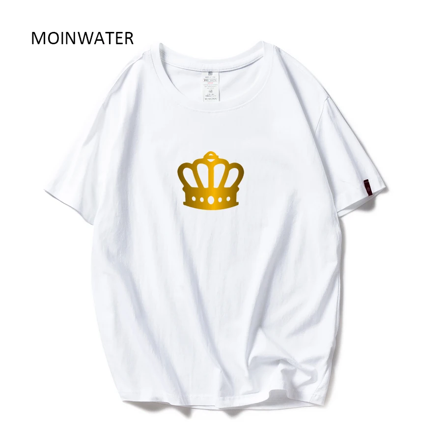 Футболка MOINWATER MT20035 женская с принтом короны повседневный модный топ из 100% хлопка