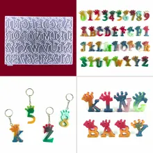

Crown Letter Keychain Epoxy Mold Alphanumeric Crown Key Pendant Decorative Silicone Mold