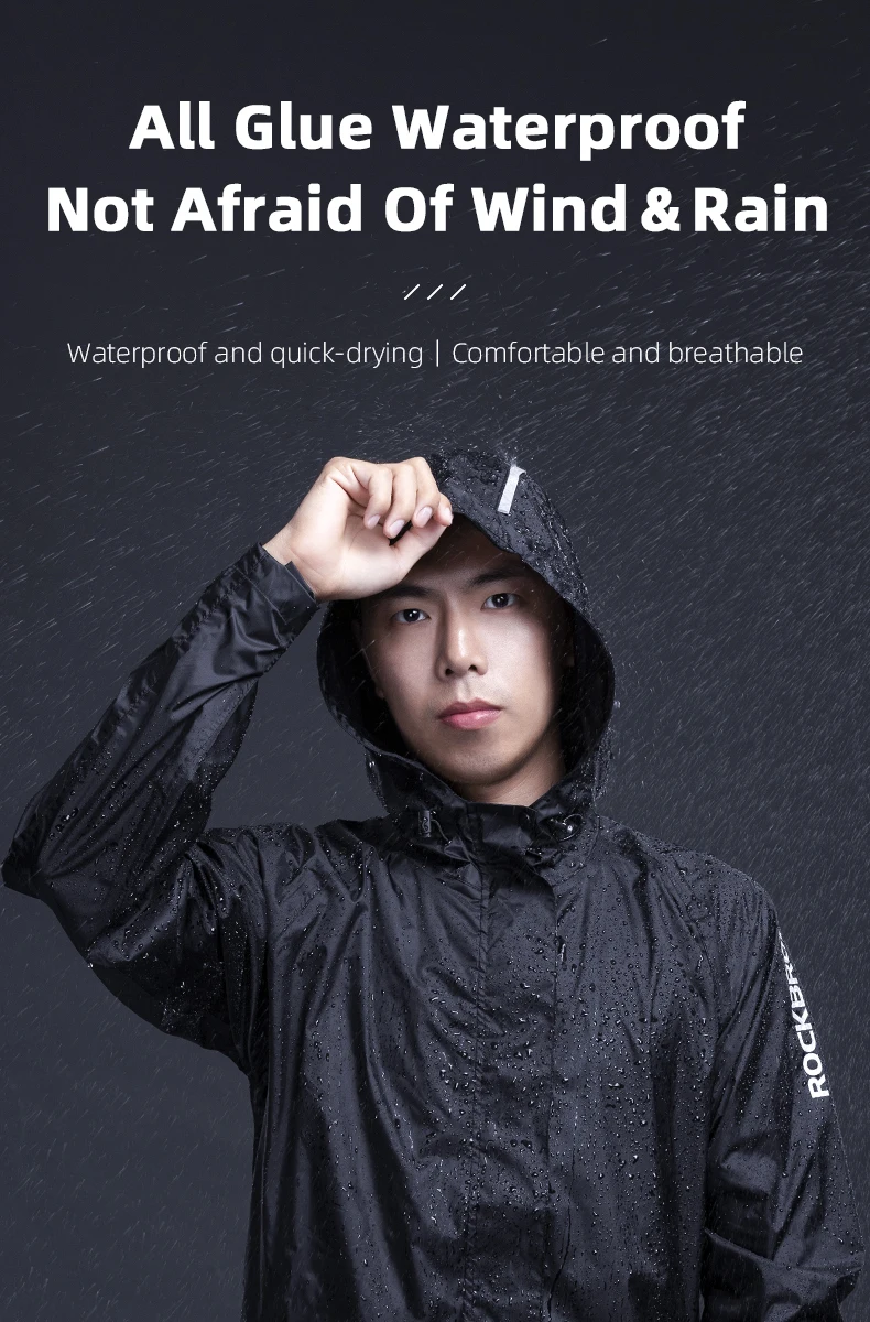 ROCKBROS Cycling Waterproof Jacket Men Breathable Reflective Hooded Raincoat Waterproof  Outdoor Sport Windbreaker European Size