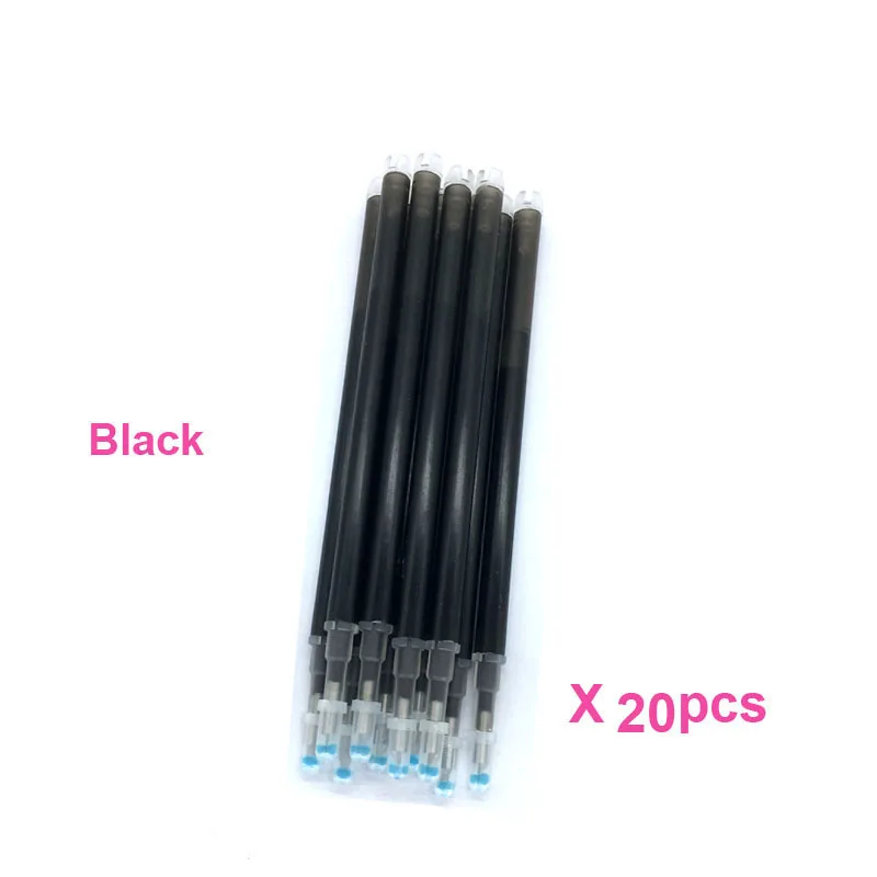 Black Xiamei 20 шт стираемая гелевая ручка, сменная ручка для письма, стираемые заправки для гелевых чернил, ручка для студентов, 8 цветов, школьные принадлежности - Цвет: Black