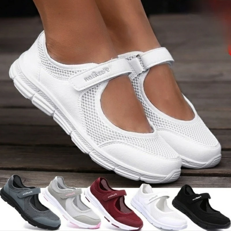 Women Sneakers Fashion Breathable Mesh Casual Flats Shoes Women Work