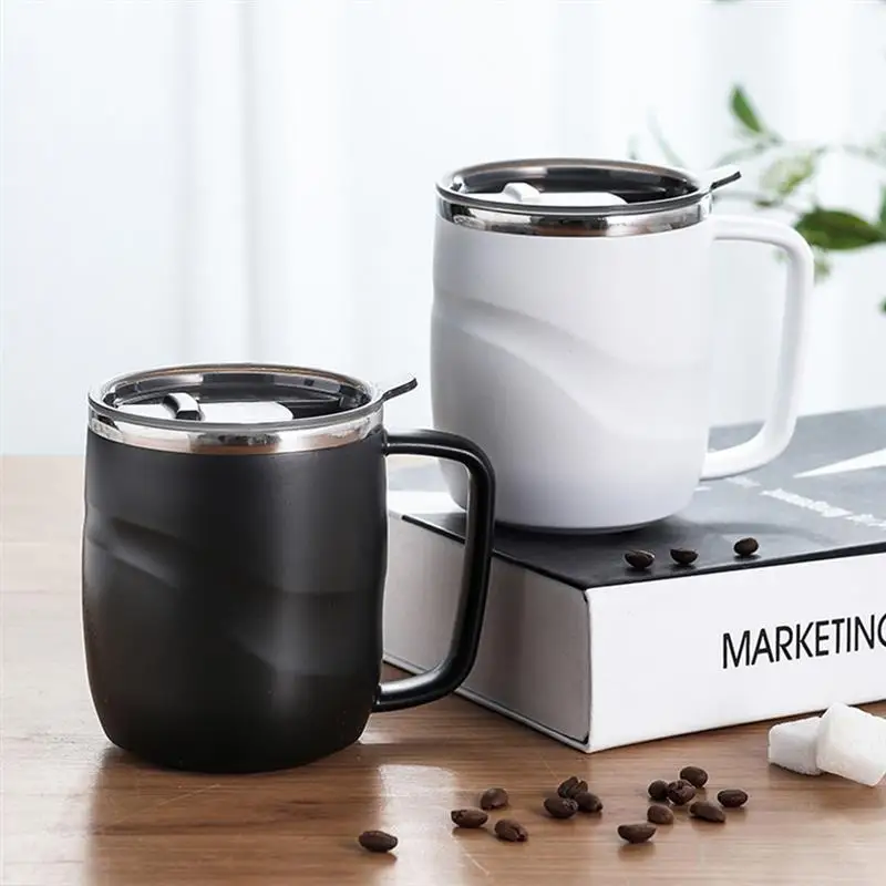 Black Stainless Steel Insulated Coffee Mug With Sliding Lid Vacuum Travel Handle Camping Tea Flask For Hot Cold Drinks | Дом и сад