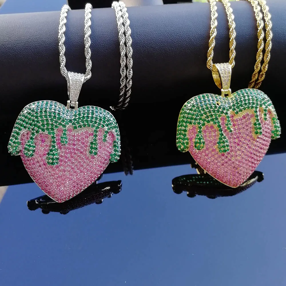 Bling Большие Подвески клубника Для мужчин и Для женщин Цепочки и ожерелья блестящие украшения подарок CN504