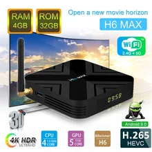 Allwinner H6 Max 4K Android 9,0 OS tv Box с двухдиапазонным wifi Bluetooth 4,1 Поддержка IPTV Youtube 4G32G высокоскоростной телеприставка