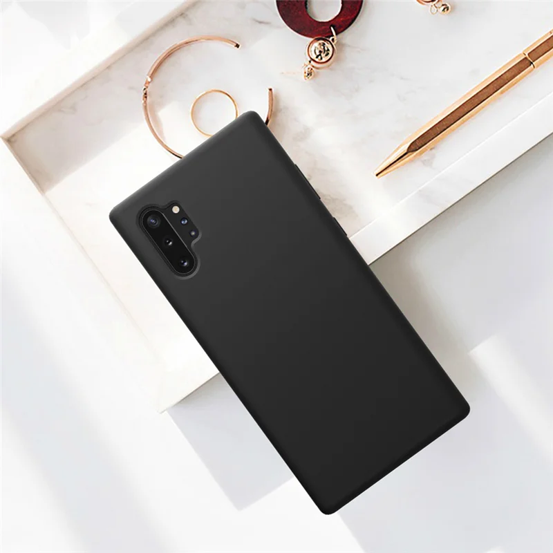 10 шт./лот для samsung Galaxy Note 10+ силиконовый плотный чехол для samsung Galaxy Note 10+ Note 10+ 5G чехол - Цвет: Черный
