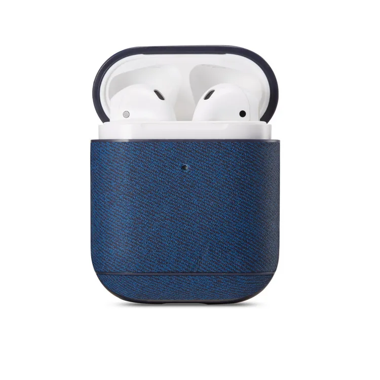 Новая саржевая ткань texure сплошной цвет pu кожа bluetooth беспроводная Крышка для наушников для apple airpods зарядный чехол BIA697 - Цвет: E