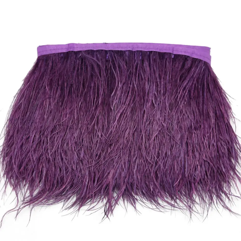 12 Colors 1 Meter Width 8-10 CM Fashion Fluffy Dyed Multicolored Ostrich Feather Ribbon Trimming Fringe Trim Apparel Decoration - Цвет: Purple