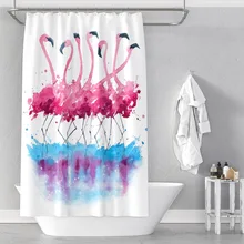 Nordic dancing flamingo digital printing polyester waterproof and mildew bathroom shower curtain factory direct sales vintage postage stamp digital printing mouldproof shower curtain for bathroom