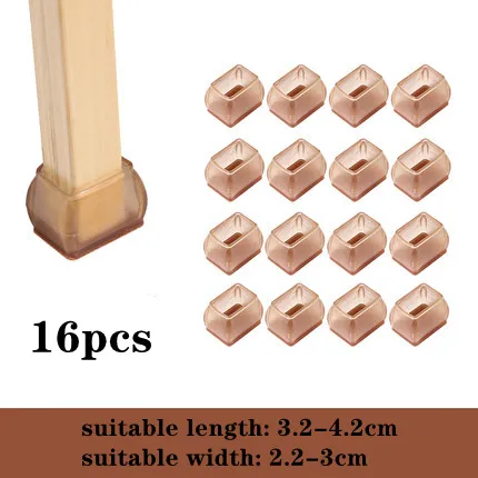 Set of 16 Non-Slip Silicone Chair Leg Caps with Felt Pads - Floor Protector and Furniture Cover