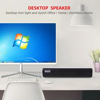 

Desktop Strip Soundbar Speaker with 3.5mm Stereo Volume Control and USB Powered for PC Laptop Mobile Phone Tablet MP3 N84A