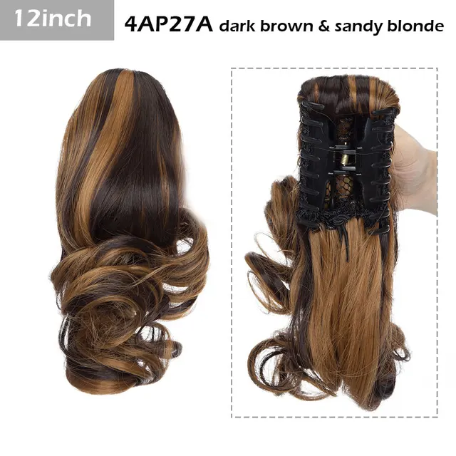 S-noilite Syntheitc Big Grab Ponytail Hair Extension Claw Clip In Ponytail Extension Hair Fake Hairpiece For Women Daily Party 12-1700