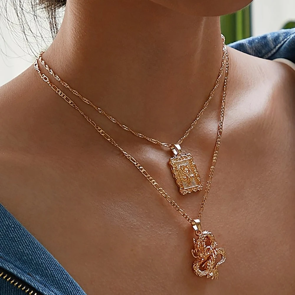 MAA-OE Bohemia Portrait Alloy Gold Coin Pendant Necklaces For Women Vintage Rose Fashion Long Necklace 2019 Jewelry Gifts - Image 3