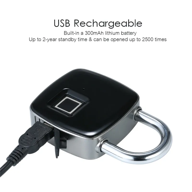 USB Перезаряжаемые смарт-ключа Bluetooth, отпечаток пальца Замок IP65 Водонепроницаемый Anti-Theft замок безопасности двери Чемодан замок для чемодана