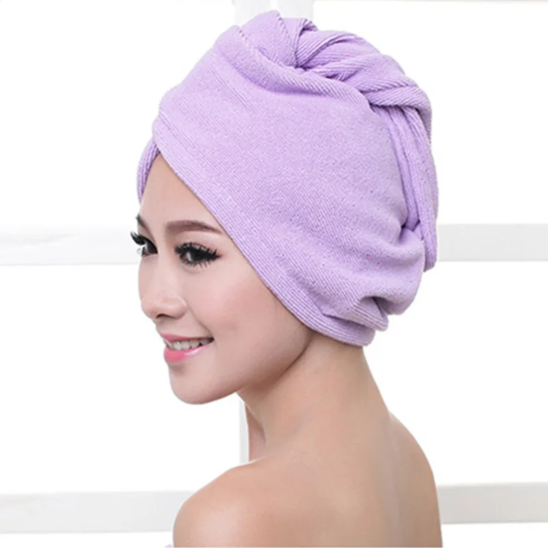Женская ванная комната супер абсорбент быстросохнущее полотенце из микрофибры полотенце для волос полотенце для салона - Цвет: Фиолетовый