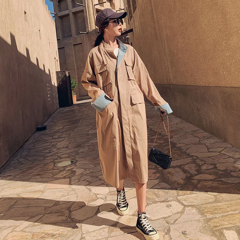

Photo Shoot Trench Coat Women's Mid-length Korean-style Spring And Autumn 2020 New Style Loose-Fit Versatile Large Pocket Slimmi