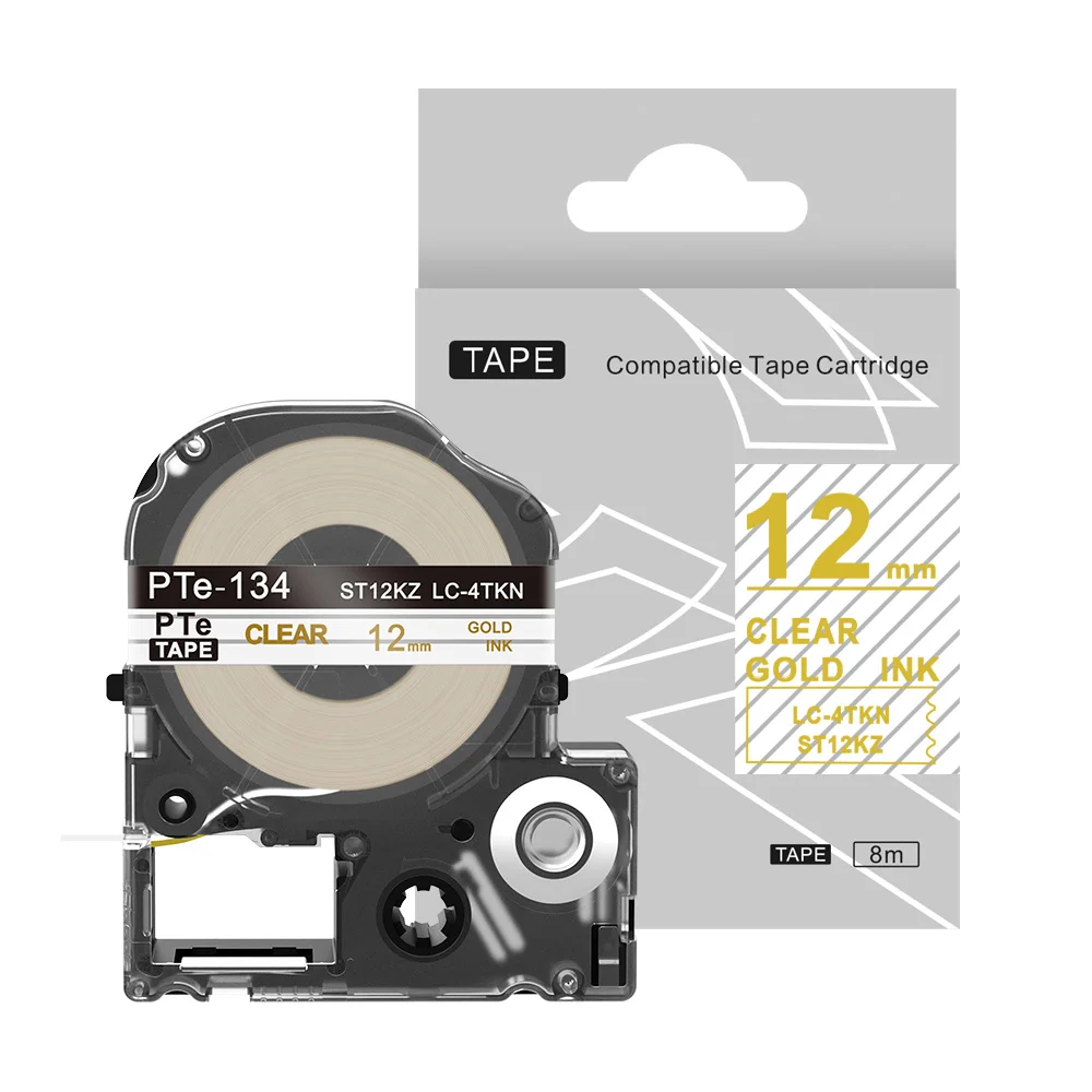 1 шт. Kingroad SS12KW LC-4WBN совместимый Epson LabelWorks LK Лента Стандартная 12 мм для Epson принтер этикеток LW-300 LW-400 SR530C - Цвет: Gold-Clear