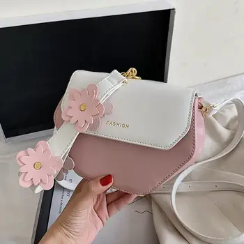 

Contrast color Flip Tote bag 2020 New High-quality PU Leather Women's Designer Handbag Travel Shoulder Messenger Bag Cute Purses