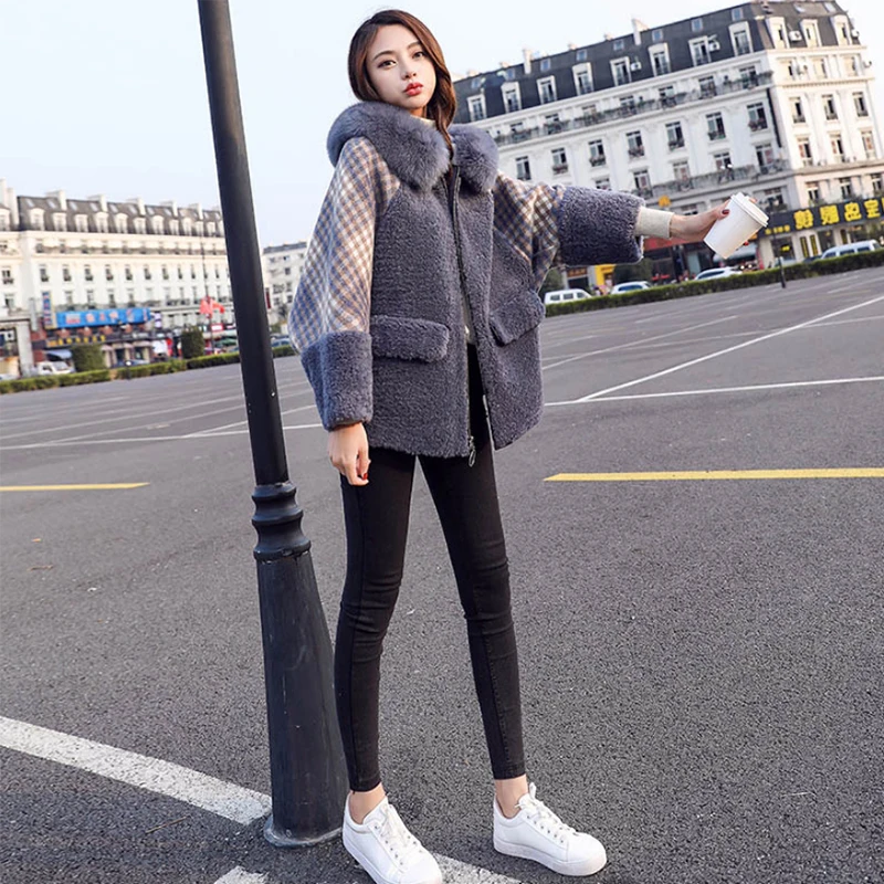Liva/модное шерстяное Женское пальто abrigos mujer invierno с капюшоном, дизайнерское Женское пальто, украшение воротника из лисьего меха, шерстяные пальто