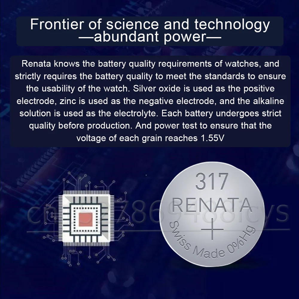 Original RENATA 317 SR516SW 1.55V Silver Oxide Watch Battery V317 D317 Long Lasting Swiss Made Toys Calculator Button Coin Cell dyson battery