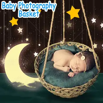 

Creative~ Newborn Photo Props Hammock Swings Handmade Knit String Basket Baby Photography Props Studio Fotografia Accessories
