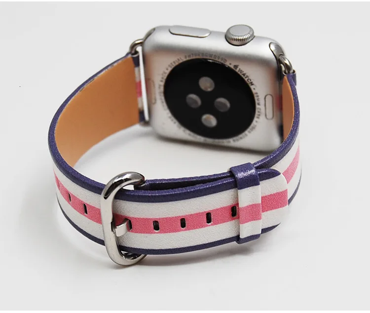 Кожаный ремешок в полоску для Apple Watch 4 3 2 1 Iwatch 42 мм/38 мм Повседневный модный ремешок для замены умных часов
