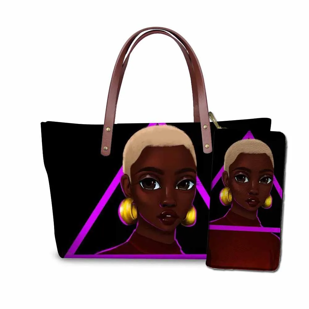 FORUDESIGNS/комплект сумок и сумочек, женская черная художественная африканская сумка с принтом для девушек, женская пляжная сумка-тоут для женщин, сумка на плечо - Цвет: YQ4664ALZ21