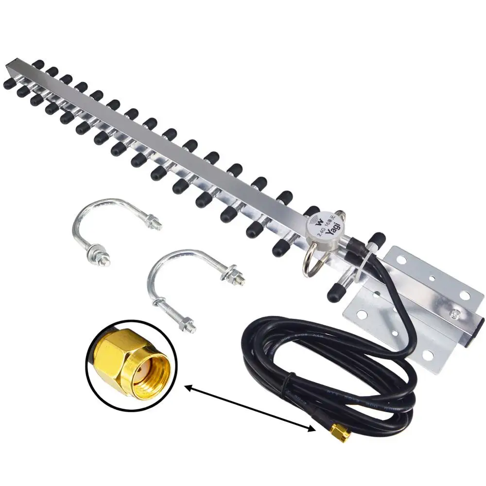 Wi Fi Антенна 2 4 ГГц 25 дБи RP SMA male WLAN 4g Yagi кабель 145 см для усилителя ретранслятора