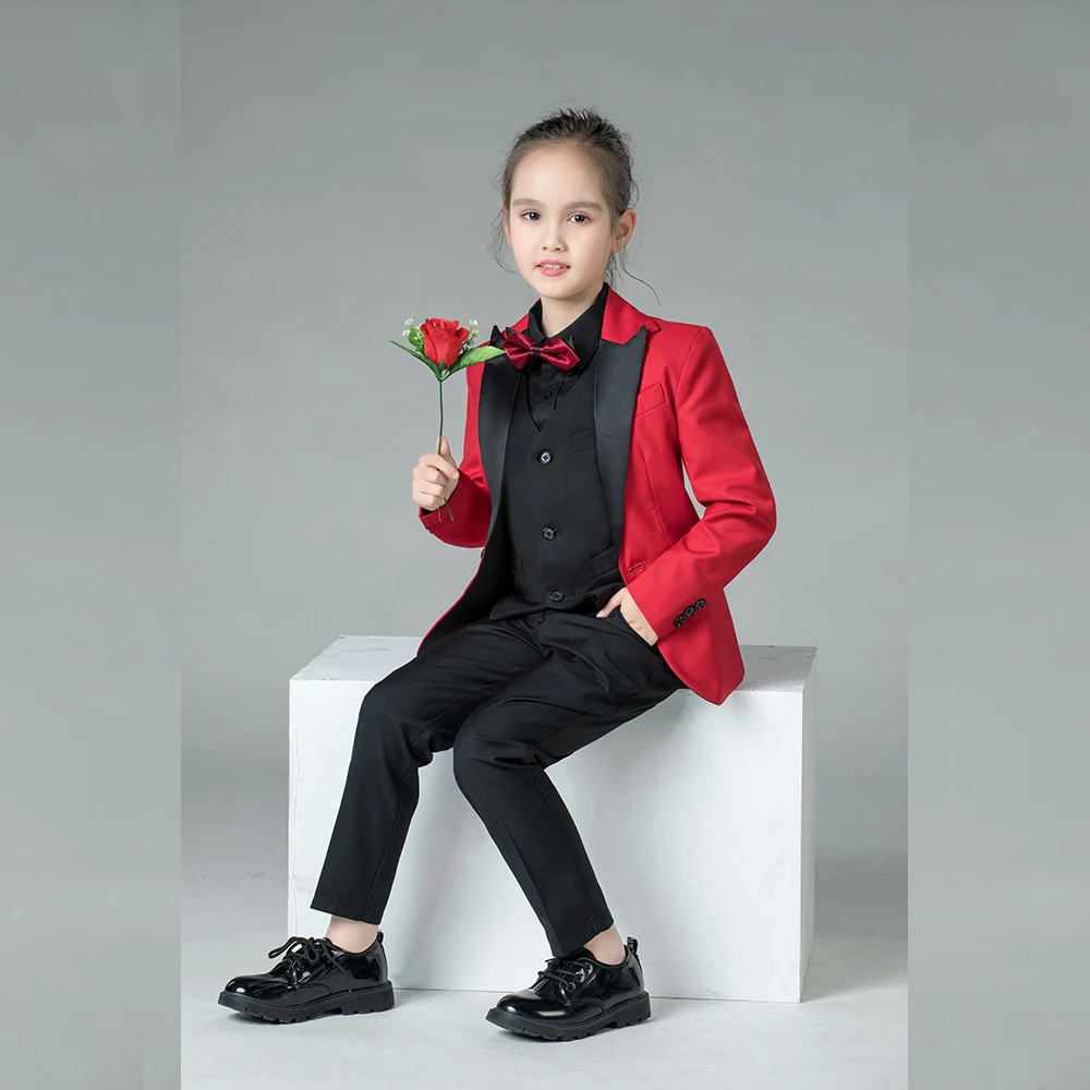 3PCS YuanLu/Детские костюмы; Одежда для маленьких девочек; Блейзер; костюм; Блейзер; жилет; брюки для девочек; детский блейзер для выступлений на фортепиано - Цвет: 3PCS