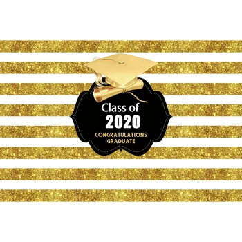 

Class Of 2020 Congratulations Graduation Golden Stripe Hat Backdrop Photophone Background for Photography Photozone Vinyl Shoot