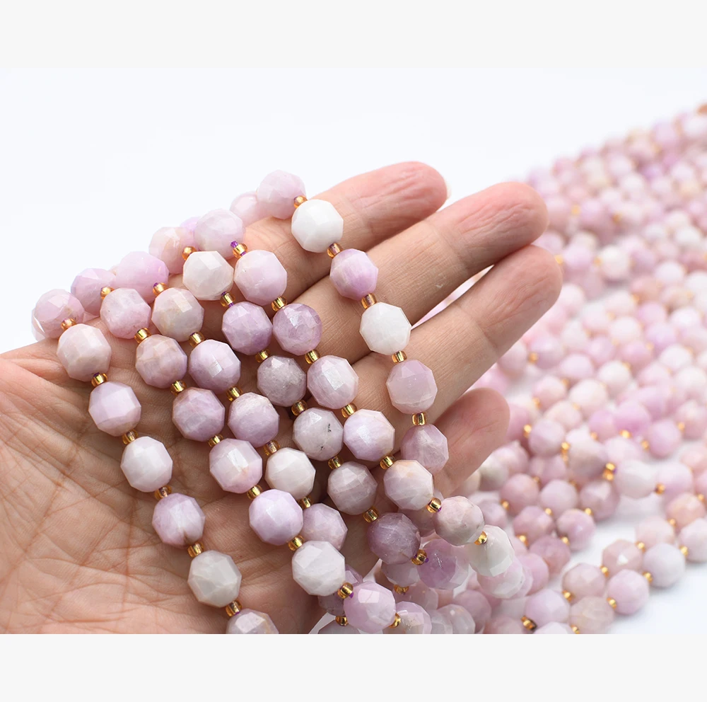10mm AA Natural energy column Faceted  irregular round Stone Beads For DIY necklace bracelet jewelry making 15 