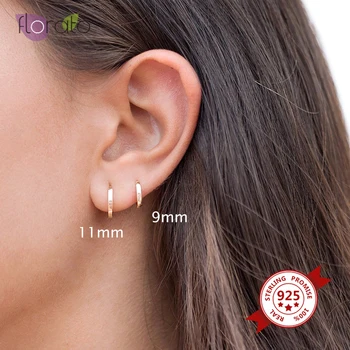 

9/11mm Dainty Square Edges Huggie Hoop Earrings 925 Sterling Silver Round Circle Earrings Gold Silver color Jewelry Wholesale
