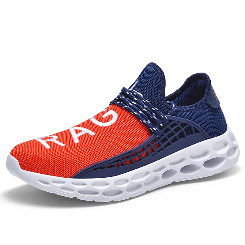 Высококачественные мужские кроссовки для бега, для взрослых, дышащие, Mehs, спортивная обувь, для спортивной ходьбы, бега, фитнеса, на шнуровке, пара кроссовок - Цвет: Небесно-голубой